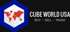 Cube World USA footer logo with globe and company name.