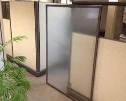 Herman Miller A02 office partition with 67-inch sliding door for flexible workspace division.