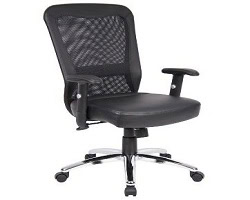 Modern Chrome Boss Chair with ergonomic mesh backrest and adjustable features.