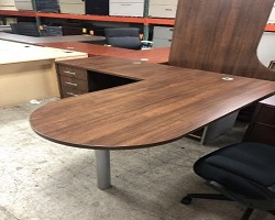 Verde -Bullet Walnut Desk L Shape 6'x6'