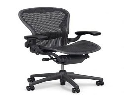 Aeron ergonomic task chair with mesh back for comfort and support. Perfect for office work and produ.