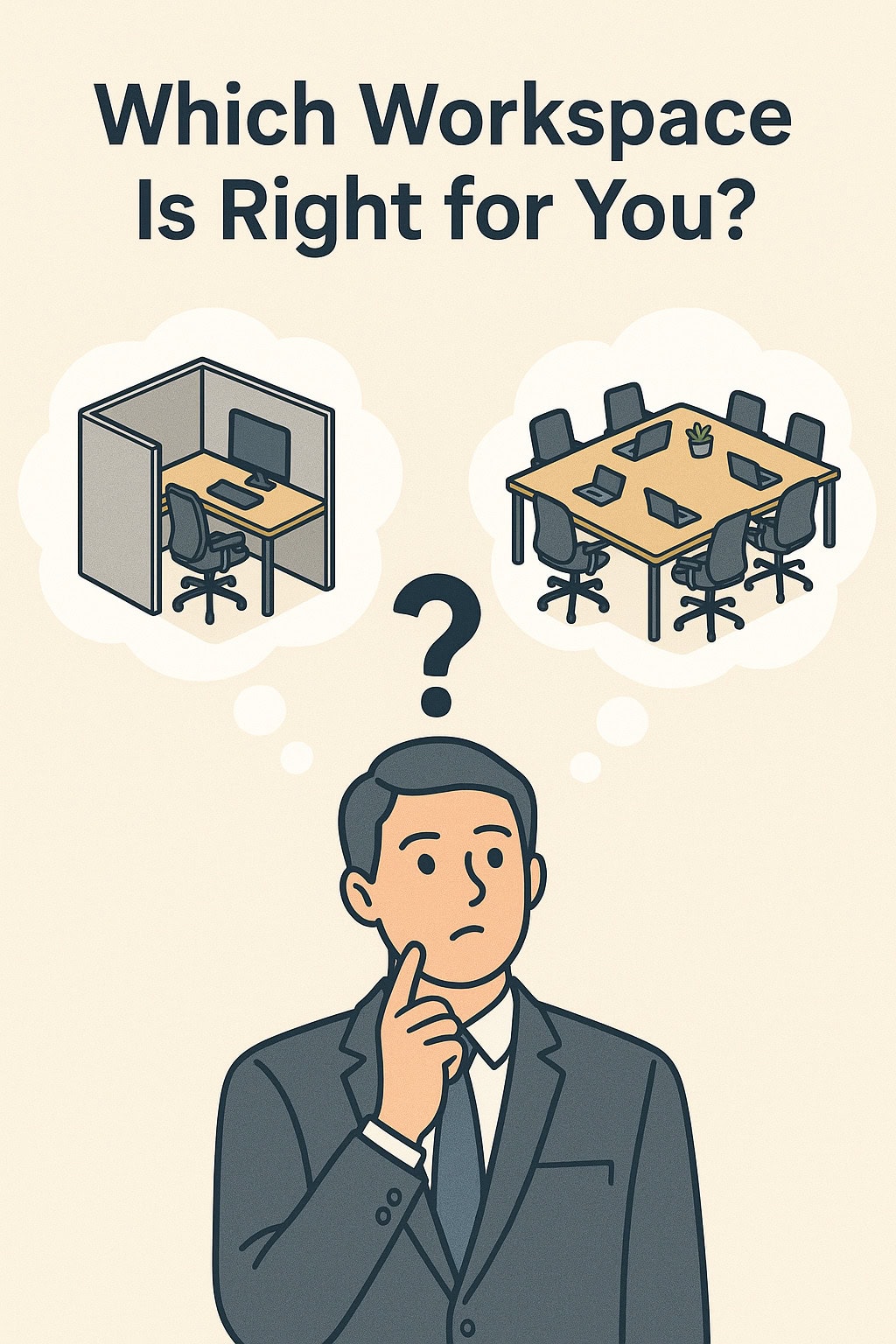 Comparing cubicle and open office layouts for optimal workspace design.