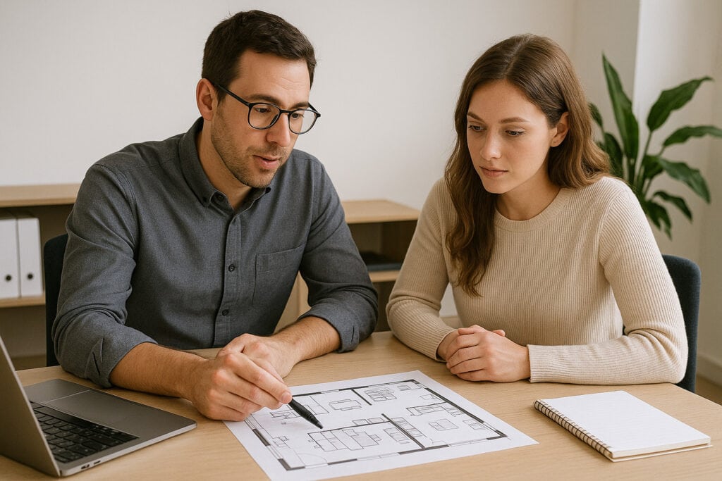 Ergonomic office furniture setup for productive teamwork and efficient workspace design.