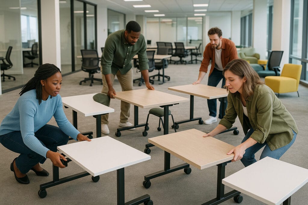 Flexible office furniture promotes teamwork and innovation in modern work environments.