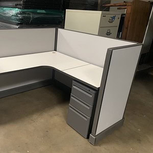 Herman Miller A02 5x5 cubicle with storage pedestals for office use.