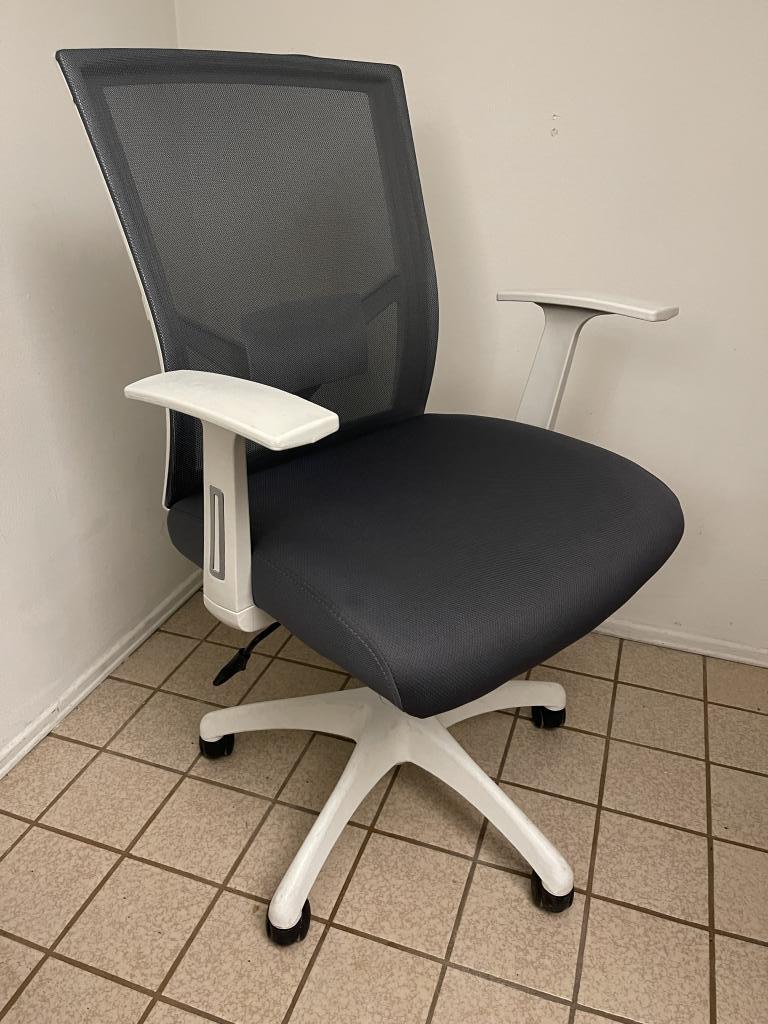 Modern White Frame Charcoal Seat Task Chair