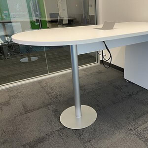 Bar Height Table with Bullet Top and Chrome Finish.