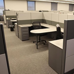 Modern Herman Miller Ethospace office cubicles in a professional workspace.