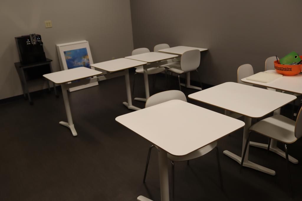White dual break room lunch tables