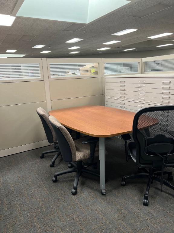 Teknion 6'x42" mobile cherry table on casters