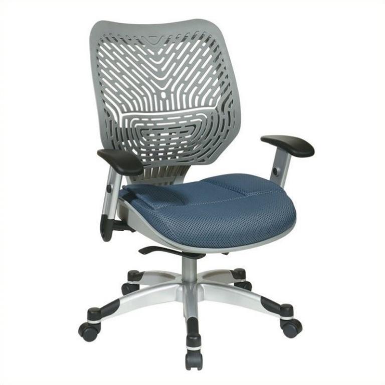 Office Star SpaceFlex ergonomic gray and blue task chair with breathable backrest and adjustable arm.