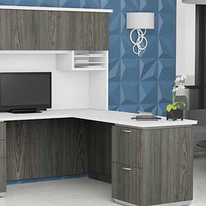 Shape Office Desk with Hutch for Modern Workspaces.