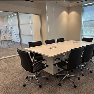 Conference table for meetings and collaboration.