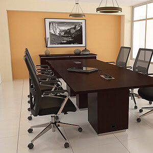 Office Star Tuxedo 10-foot conference table for professional meeting rooms. Elegant design with ampl.