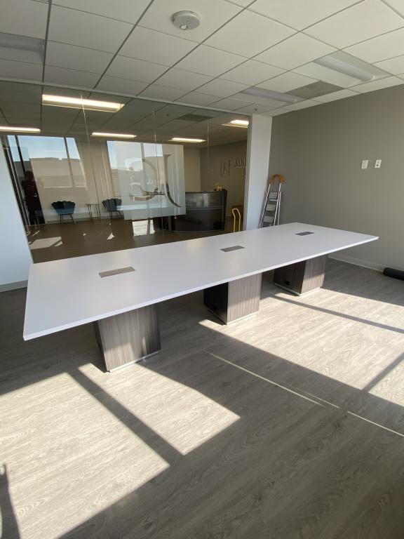 USB Modern 12' Grey & White Conference Table
