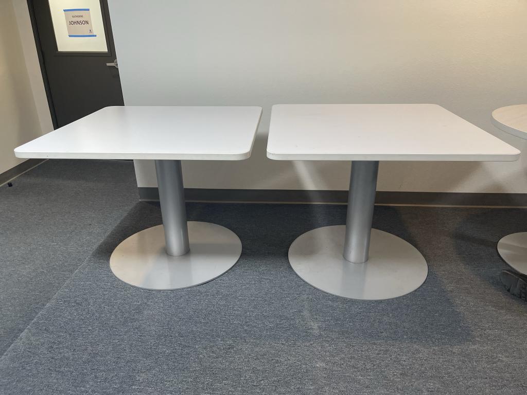 Steelcase 3' Square white table steel base