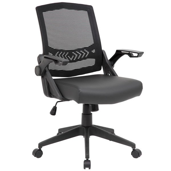 Office mesh task chair with flip-up arms and adjustable height for ergonomic comfort. Perfect for mo.