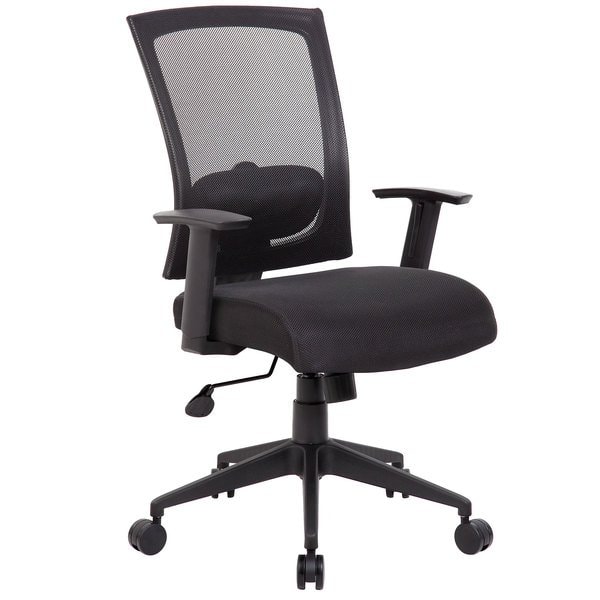 Black mesh ergonomic office chair for productivity and comfort.