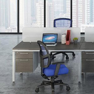 Office desks with pedestals for efficient workspace organization.