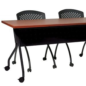 Training table for office and training room setups. Durable surface with adjustable black legs and t.
