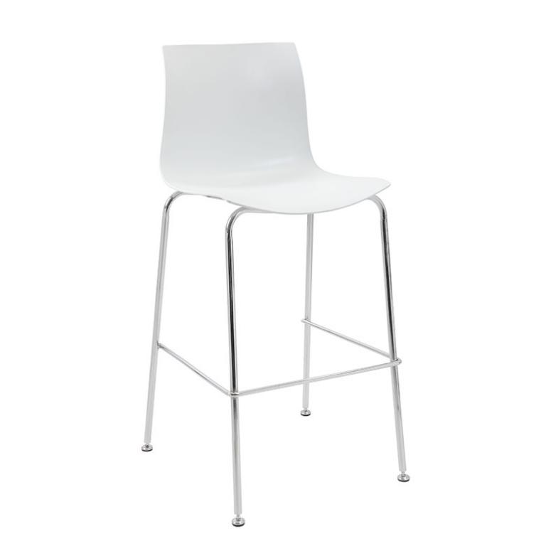 White Boss White Stool with Chrome Frame for stylish seating.