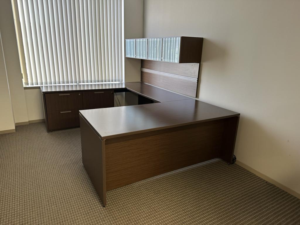 Teknion Espresso with 6' glass hutch