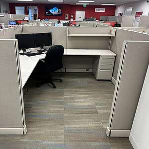 Modern Herman Miller A02 8'x8' or 6'x8' office cubicle with tall panels.