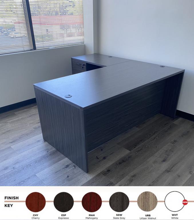 Slate grey L Shape Straight 6'x6' Desk W/BBF