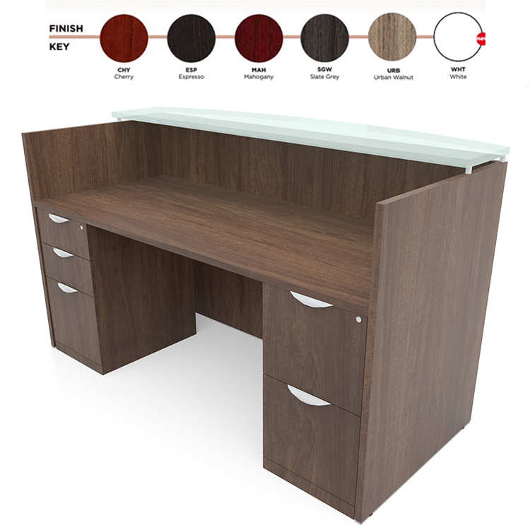 6' Reception Station W/Glass & 2 Pedestals