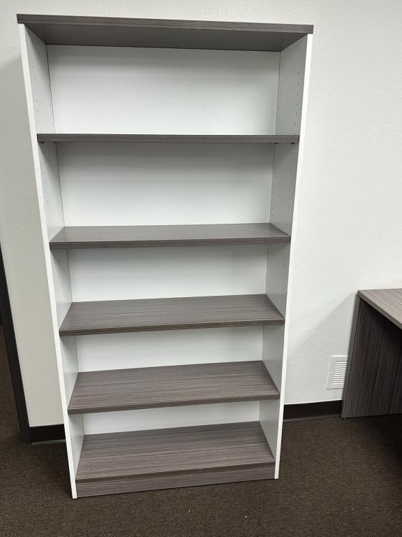 5 Shelf Bookcase Driftwood and White