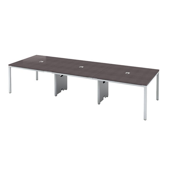 Modern 12'x4' conference table with steel legs, ideal for professional office environments.