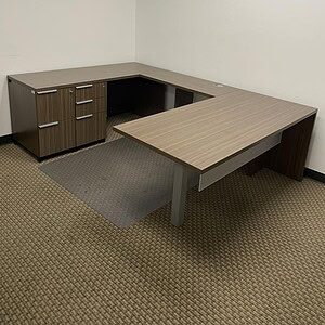 U Shape Espresso Executive Office Desk for Modern Workspaces.