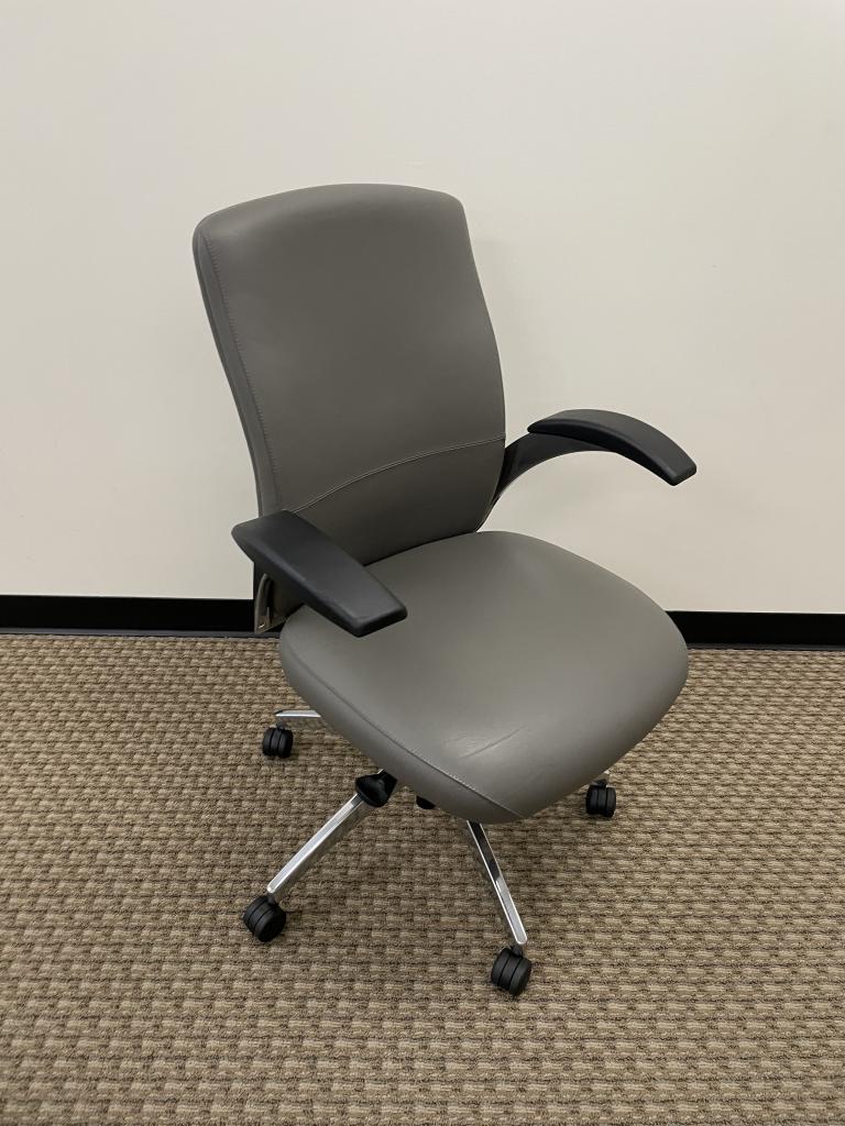 National Aurora Grey Ergonomic Leather Chairs
