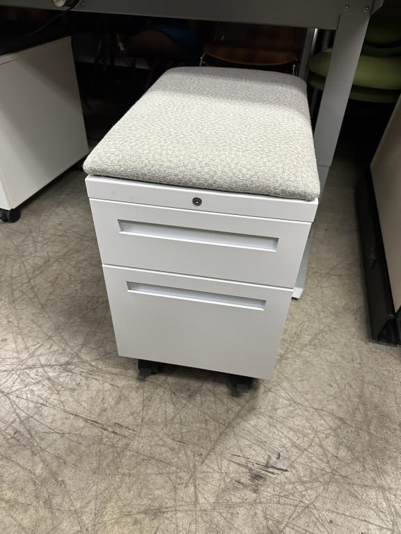 Mobile Pedestal White Base Neutral Cushion