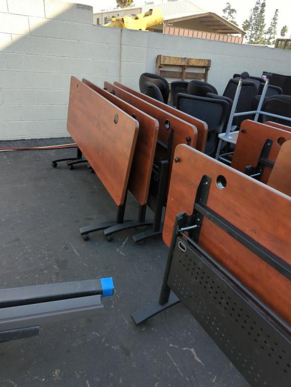 6'x30" Cherry Top Black Base Nesting Tables