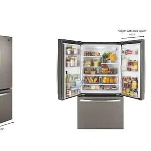 French Door Refrigerator in Slate Finish with spacious interior.