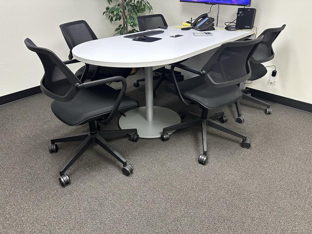 Steelcase White 6'x3' P Shape Table Powered