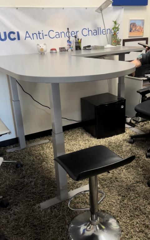 L Height Adjustable Desk Grey-Silver P Shape