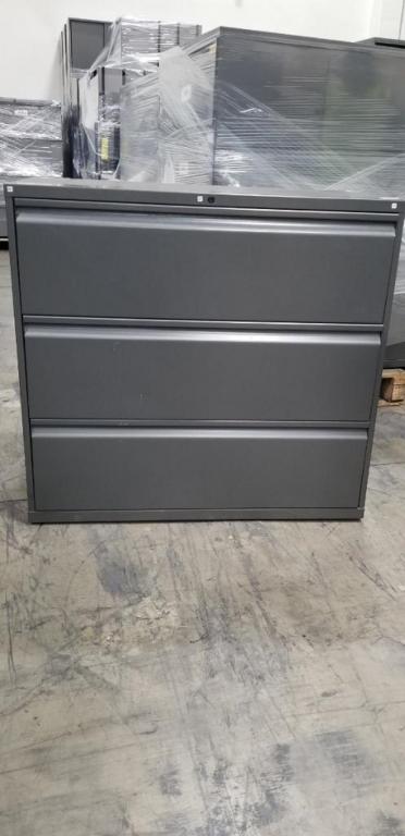 Knoll Gunmetal 3 Drawer lateral file 30"W