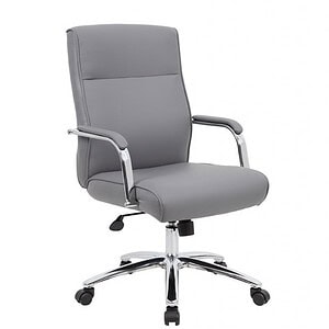 Grey Boss modern executive conference chair for professional office settings. Comfortable, stylish,.