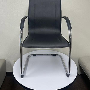Chrome Frame Black Vinyl Side Chair for Office and Conference Rooms.
