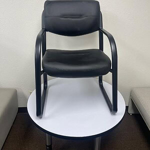 Boss Leather Sled Base Side Chair with Arms for Office or Conference Rooms.