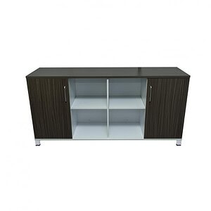 Credenza with Driftwood finish, ideal for office storage and organization.