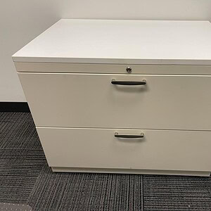 Trendway 3' White Top Lateral Printer Station for office organization.