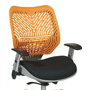Ergonomic OS SpaceFlex manager chair with breathable orange backrest and adjustable black seat for o.