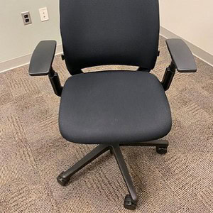 Steelcase Amia Black office chair for ergonomic comfort and support.