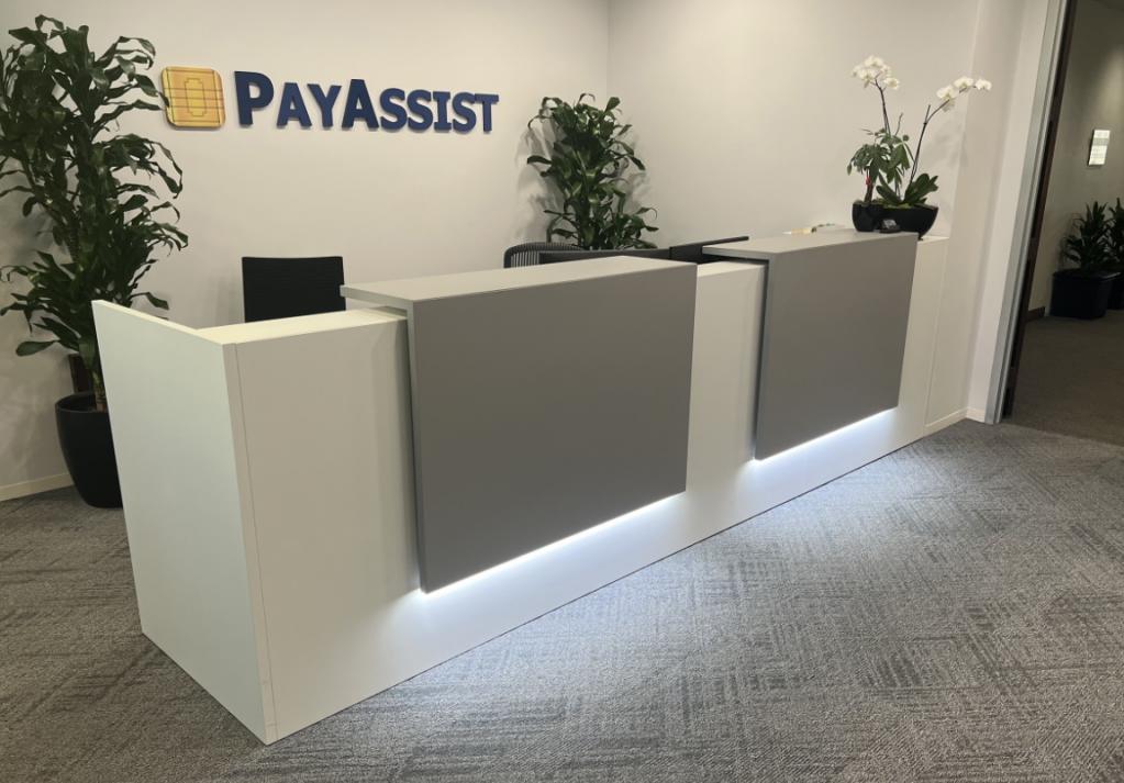 LED White 14x4 reception desk Modern