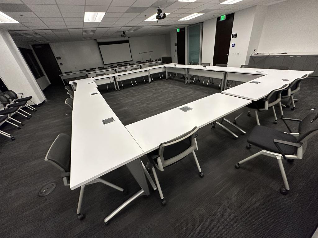 Nucraft Powered White Mobile Training Tables