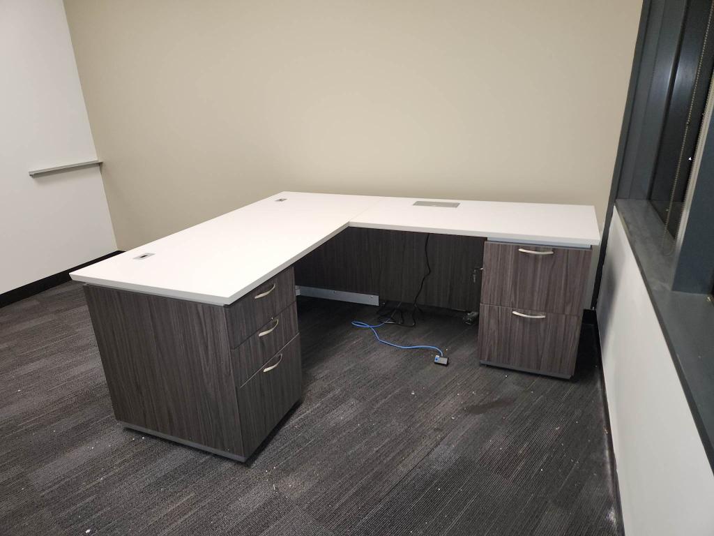 Tuxedo two tone Slate and White Glass L shape