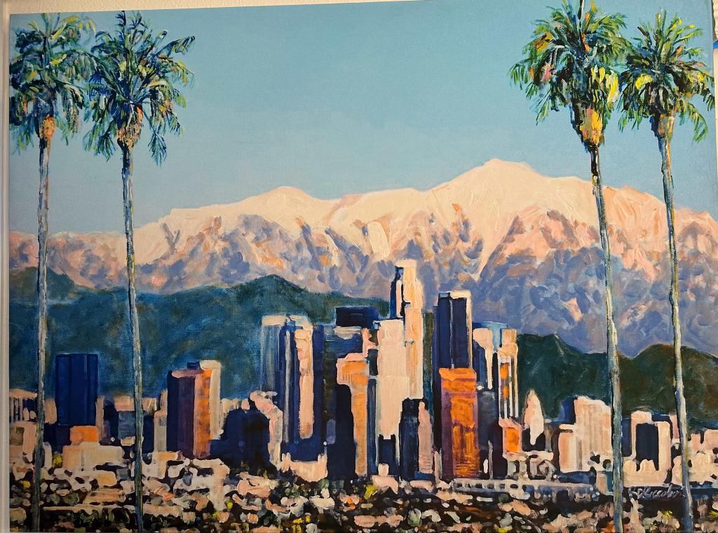 40"x30" LA Canvas "4 Palms in LA